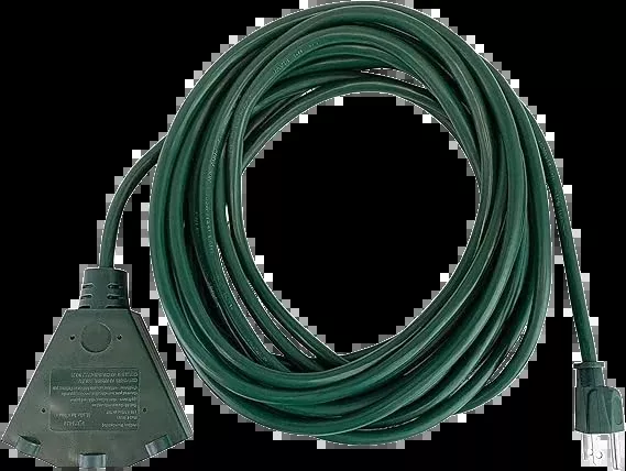 25' Stanley Green 3-prong Outdoor Power Cord With 3-outlet Block