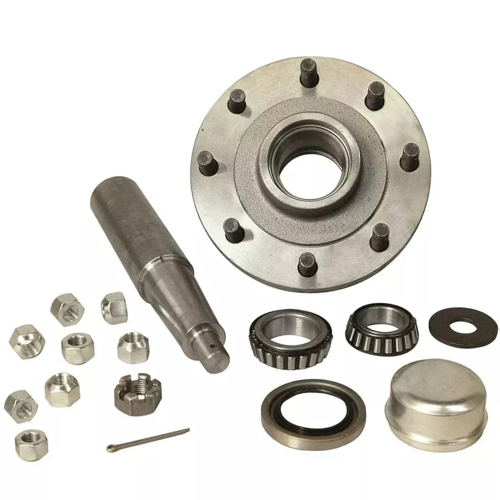 8-Hole Straight Spindle Stub Axle Assembly, 3” dia. x 16” L