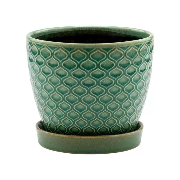 Aqua Lattice Planter with Saucer