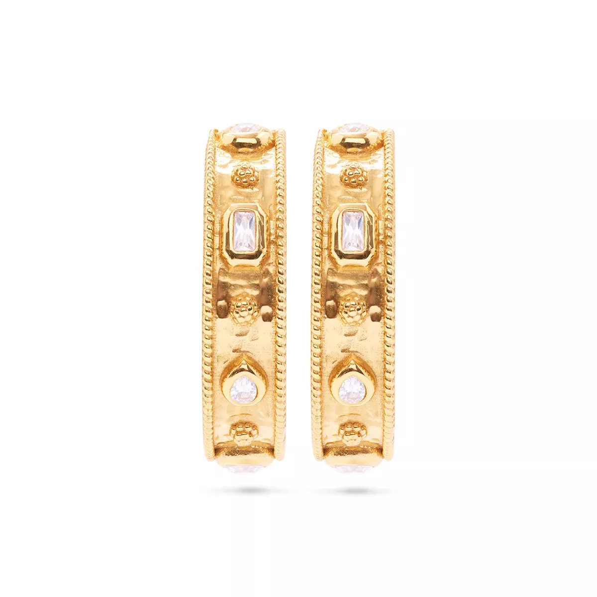 Berry Hammered Hoops – Gold/Cubic Zirconia
