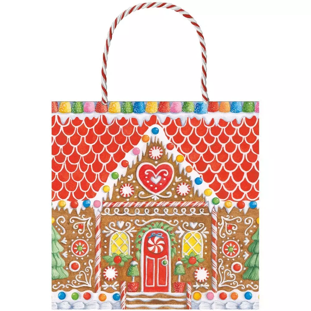 Caspari Gingerbread House Small Gift Bag