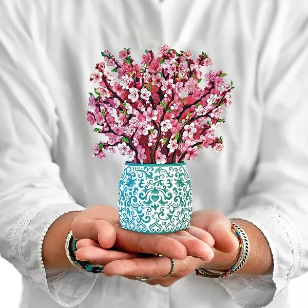 Cherry Blossom Mini 3D Paper Bouquet And Card