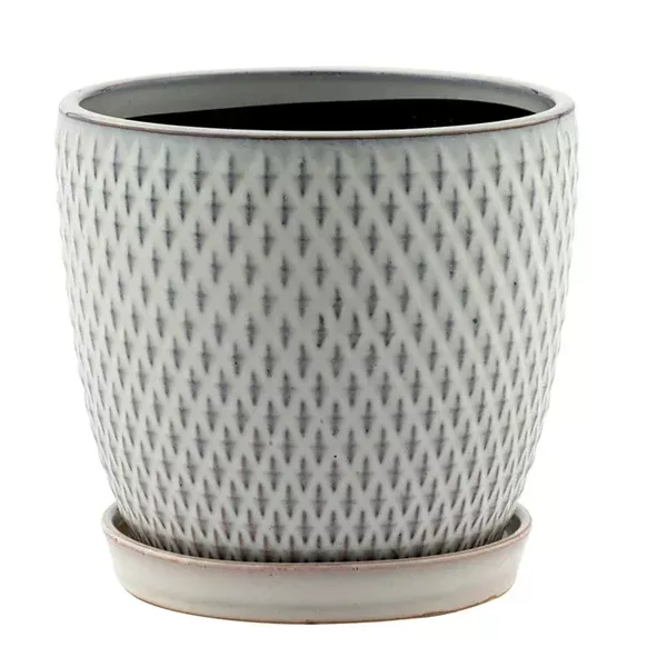 Diamond Pattern Pot with Saucer