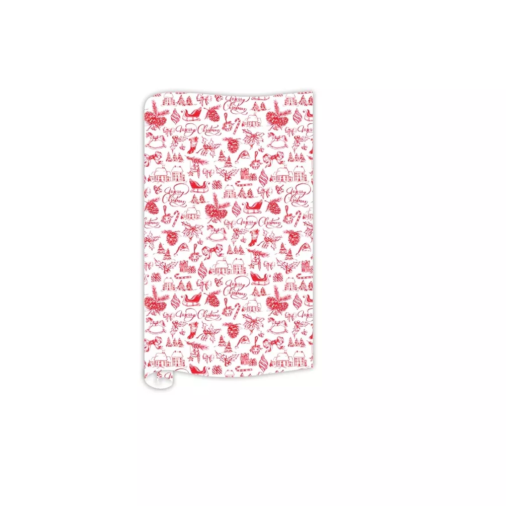 Handpainted Red Merry Christmas Toile Wrapping Paper