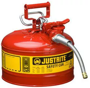 Justrite 7225120 2-1/2 Gallon Red Type II Gas Can