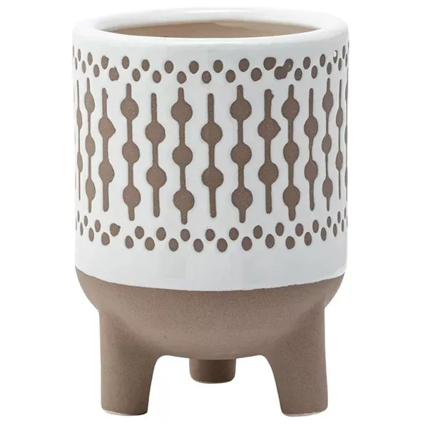 Lattice Brown & White Footed Planter
