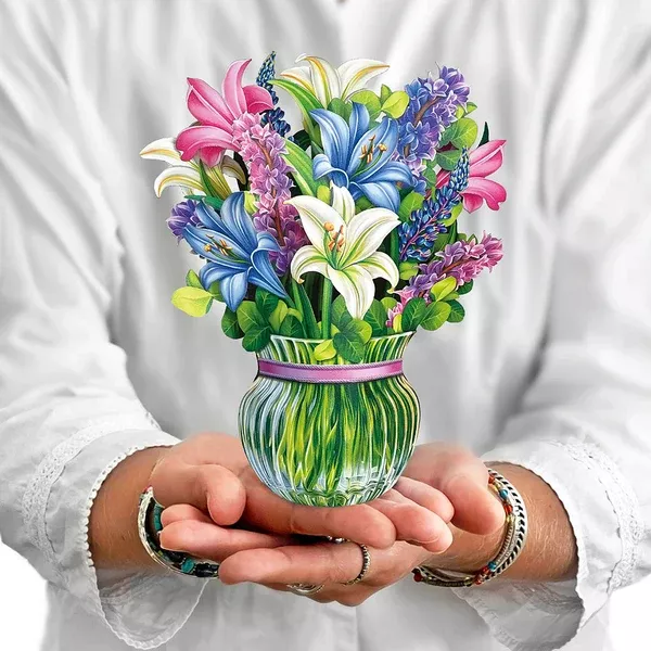 Lilies & Lupines Mini 3D Paper Bouquet And Card