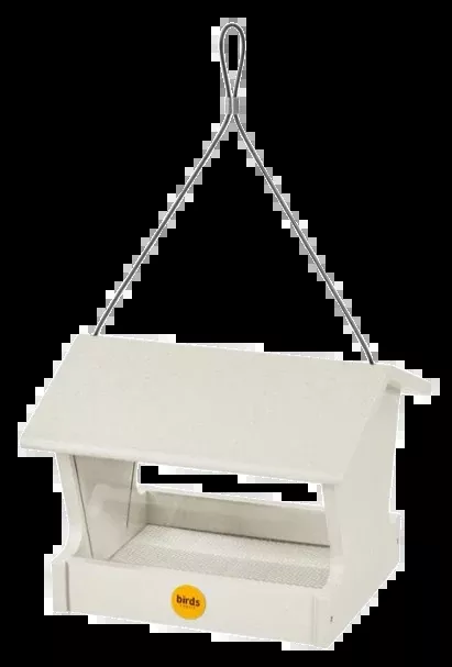 Medium Hopper Bird Feeder in Sea Salt White Recycled Plastic