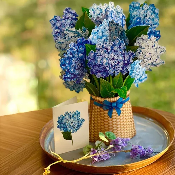 Nantucket Hydrangeas 3D Paper Bouquet and Card