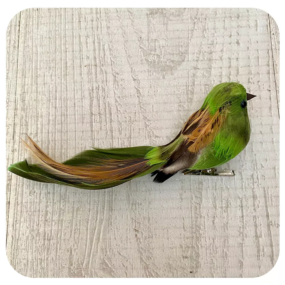 Olive Green and Brown Bird Clip