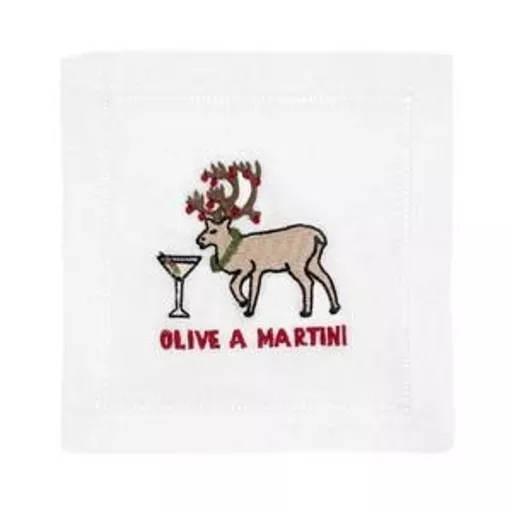 Olive A Martini Cocktail Napkins S/4