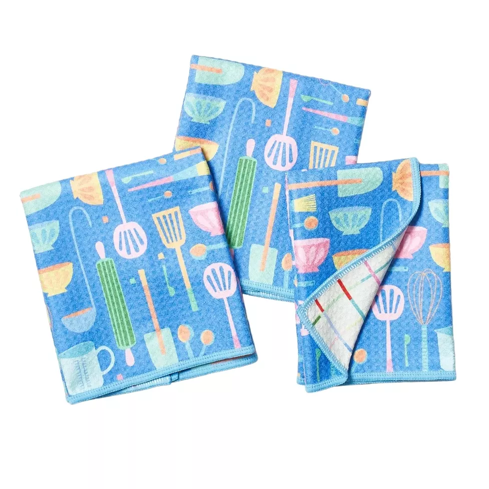 Once Again Home Mable Tan Chef Mighty Mini Towels – Super Blue, Set of 3