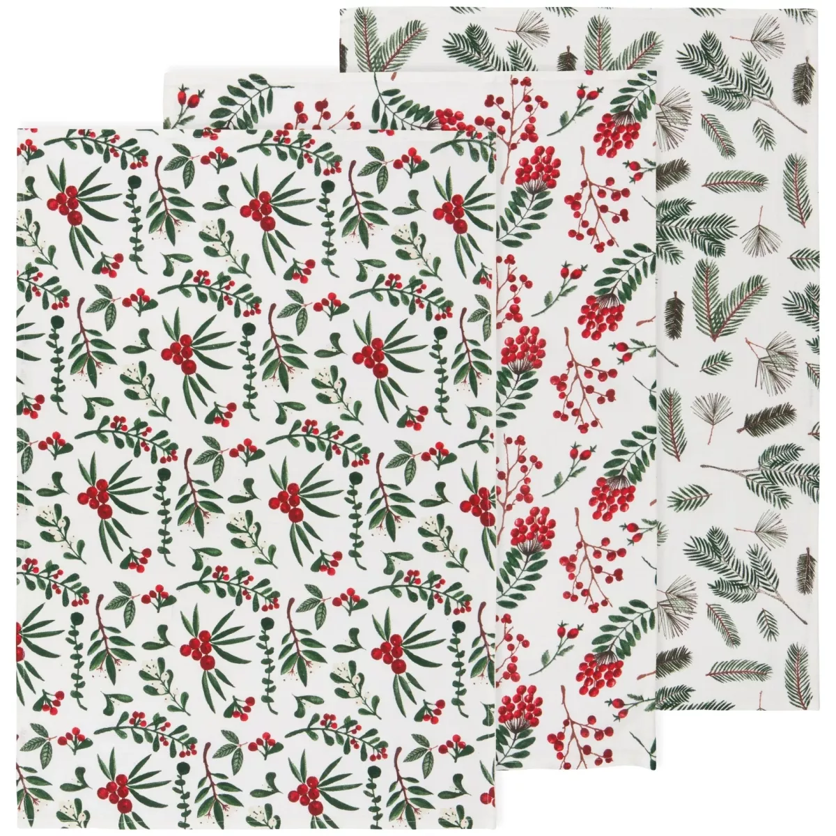 Winterberry Bakers Floursack Dishtowels Set of 3